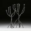 manner of DIEGO GIACOMETTI (Swiss 1902-1985) A PAIR OF TREE BRANCH FORM CANDELABRA, MODERN,