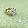 Van Cleef & Arpels Alhambra 18k Yellow Gold Mother of Pearl Diamond Ring Size 7