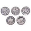 Cinco monedas plata ley .999. Fusión de dos culturas 500 años. Peso: 310.5 g. Estuche de madera original.