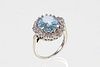 14K Aquamarine Diamond Ring