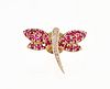14K Ruby Dragonfly Lapel Pin