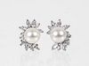 18K Cultured Pearl Diamond Earrings