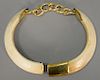 Boar tusk choker necklace, 14K gold clasp marked 585.