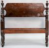 Pair of Wallace Nutting mahogany twin size beds, block banded Wallace Nutting, ht. 38".