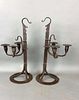 A Pair of Iron Adjustable 3 Arm Candleholders