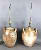 A Pair of Pottery Jugs Converted into Lamps