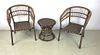 Pair of Faux Rattan Armchairs and Table