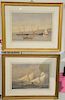 Pair of Fred S Cozzens colored lithographs "Near the Finish with the Puritan and the Genesta" and "Under the Palisades" signed lower...