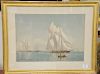 Fred S Cozzens chromolithograph "Sailing off the Coast" signed in print Fred S. Cozzens 84, sight size 14" x 20". Provenance: Proper...