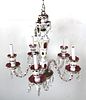Bohemian Style White Cut to Ruby Glass Chandelier
