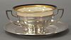 Set of eight sterling silver handled cups and saucers with lenox liners, 51.8 t oz.