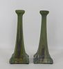 An Antique Pair of Poole Glazed Pottery Candle