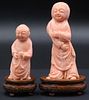 (2) Carved Angel Skin Coral Standing Figures of