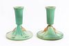 Roseville Pottery Pine Cone Candlesticks, Pair