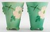 Weller Pottery Wild Rose Two-Handled Vases, Pair