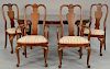 Ethan Allen six piece dining room set with breakfront, four Queen Anne chairs, and Queen Anne table. table: ht. 30", top: 40" x 65",...