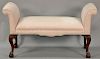 Chippendale style upholstered window bench. lg. 50 in.
