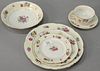 Royal Bayreuth porcelain dinnerware set of china with flower border, 69 pieces.