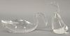 Steuben crystal glass swan and goose, both signed Steuben swan: lg. 7 1/2", goose ht. 5".