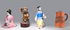 Group of Four Chinese Porcelain & Carved Figures