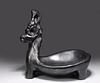 Mid Century Black Glaze Ceramic Donkey Figural Bowl