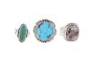 Navajo Sterling Silver Turquoise & Agate Rings