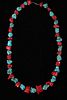 Navajo Turquoise Red Branch Coral Necklace