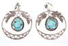 Navajo J. Dixon Sterling Silver Turquoise Earrings