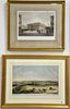 Four lithographs including: After G.F. Daniels "View of Oxford Mass from Fort Hill" Faneuil Hall, Boston (colored litho), "Vue de la...
