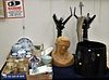 Group of china, porcelain and miscellaneous items to include two Kartell Bourgie ghost lamps (as is), metal modern lamp, Canton, blu...