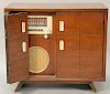 Vintage mahogany stereo cabinet Garrard record player and short wave radio, ht. 32", wd. 36", dp. 18".