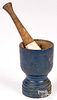 Small turned and painted mortar and pestle, 19th c