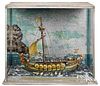 Frank G. Griffin cased painted Viking ship
