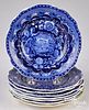 Eight Historical Blue Staffordshire plates