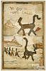 Amusing American hooked rug with cats