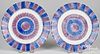 Pair of blue and purple spatterware plates