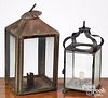 Two early tin candle lanterns, 19th c.