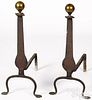 Pair of knife blade andirons, 18th c.