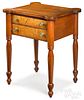 Sheraton walnut and tiger maple two drawer stand