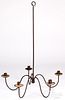 Wrought iron hanging candle chandelier, early 19th