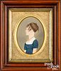 Watercolor profile portrait of a woman, 19th c.