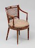 George III Painted Satinwood and Caned Armchair