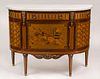 Louis XVI Style Marquetry and Parquetry Mahogany and Fruitwood Demilune Commode