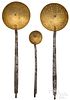 Set of three brass and wrought iron utensils