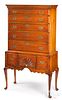 New England Queen Anne maple high chest, ca. 1765