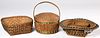 Three Woodlands porcupine baskets, 19th c.