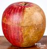 Large turned and painted wood apple canister