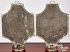 Pair of tin candle sconces, 19th c.