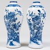 Pair of Chinese Export Blue and White Porcelain Vases