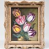 Pair of Derby Porcelain Rectangular Plaques of Tulips